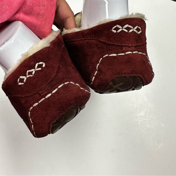 UGG Ansley Moccasin Slippers Womens 10 Mahogany Sheepskin Leather Comfy Loafers - Picture 5 of 11